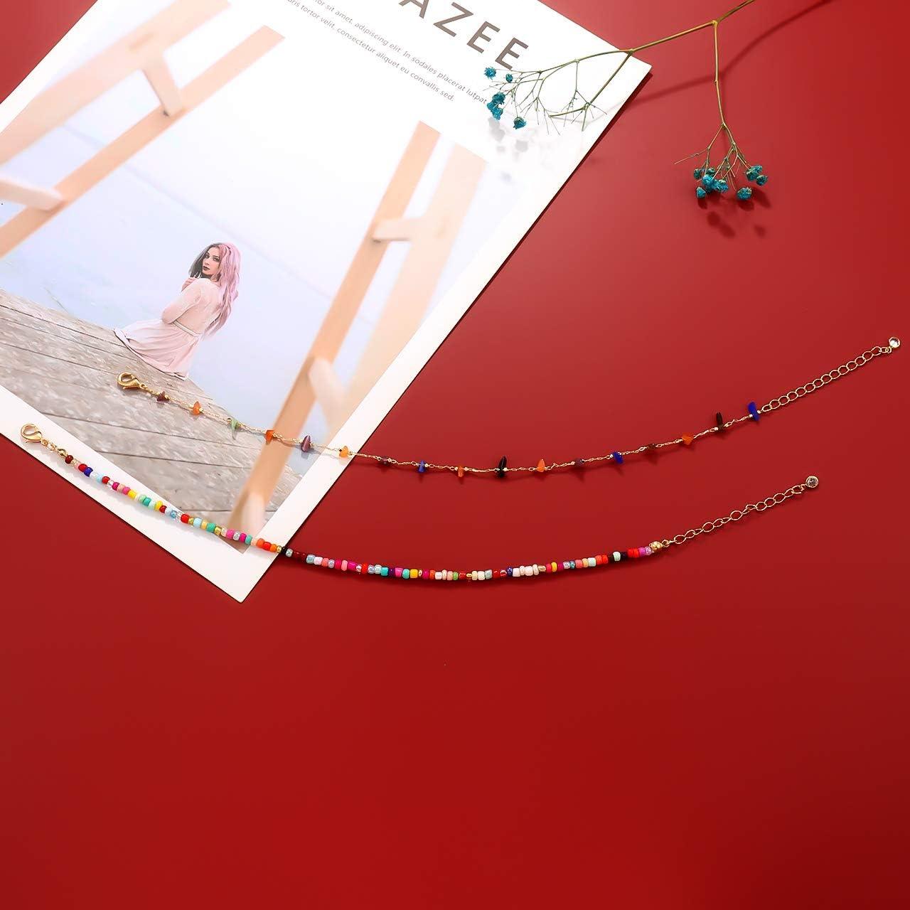 Pulsera de Tobillo Boho GLBCC - Cuentas Coloridas y Oro 18K