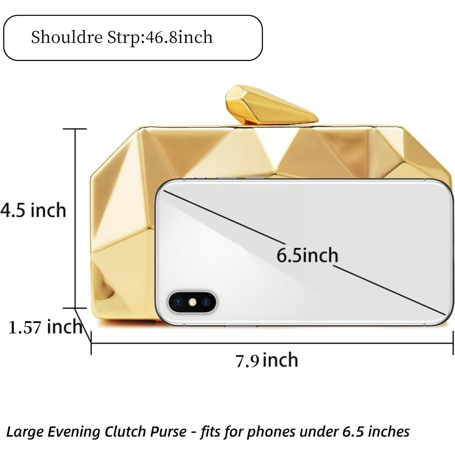 Bolso Clutch Geométrico Dorado WIOLETA para Noche Formal