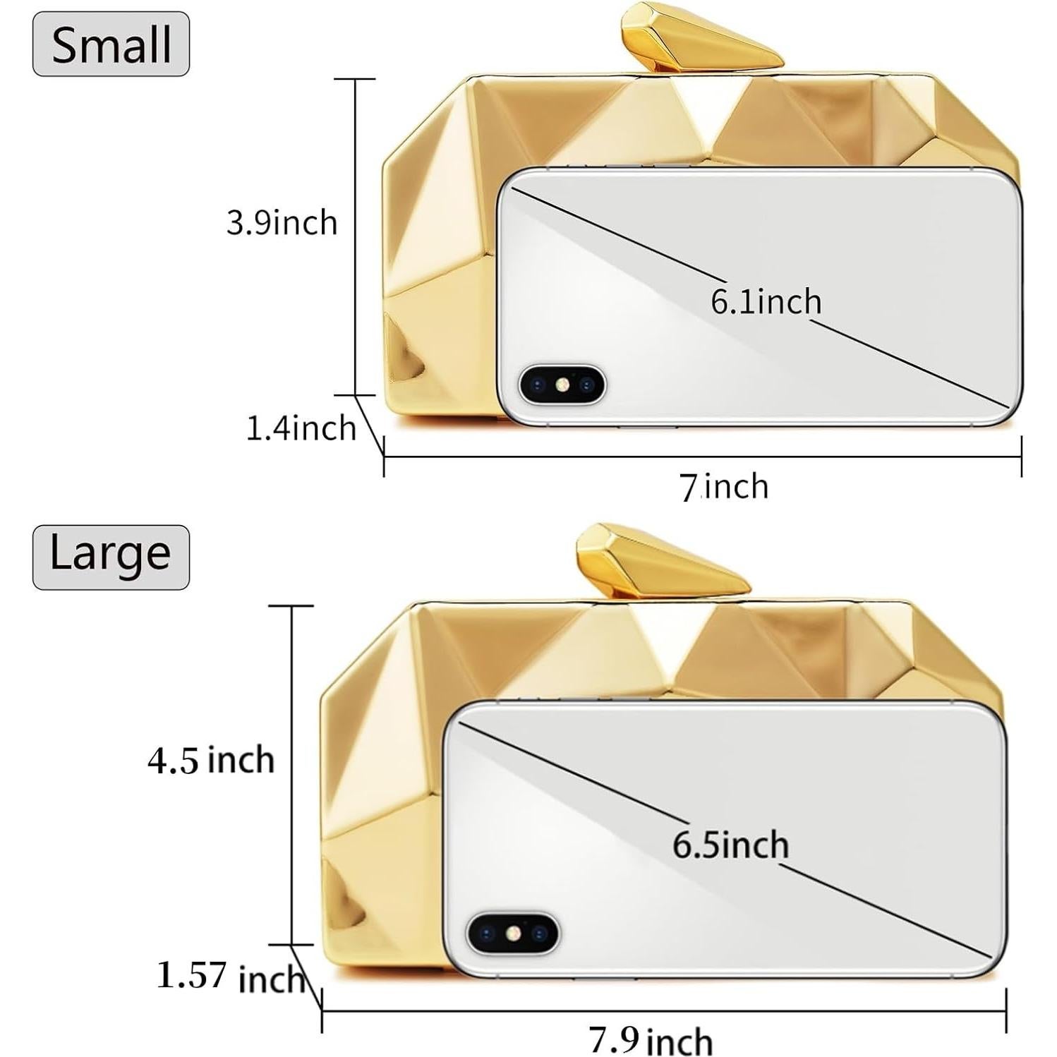 Bolso Clutch Geométrico Dorado WIOLETA para Noche Formal