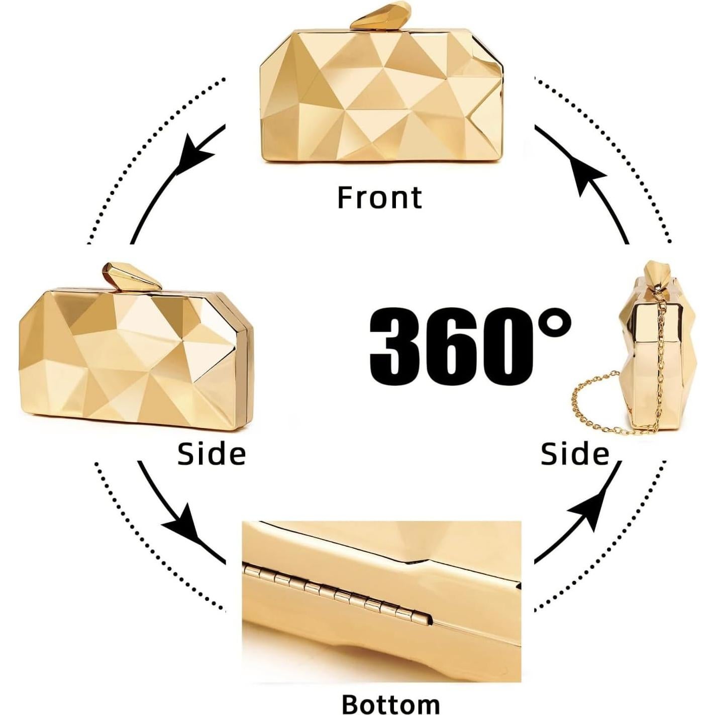 Bolso Clutch Geométrico Dorado WIOLETA para Noche Formal