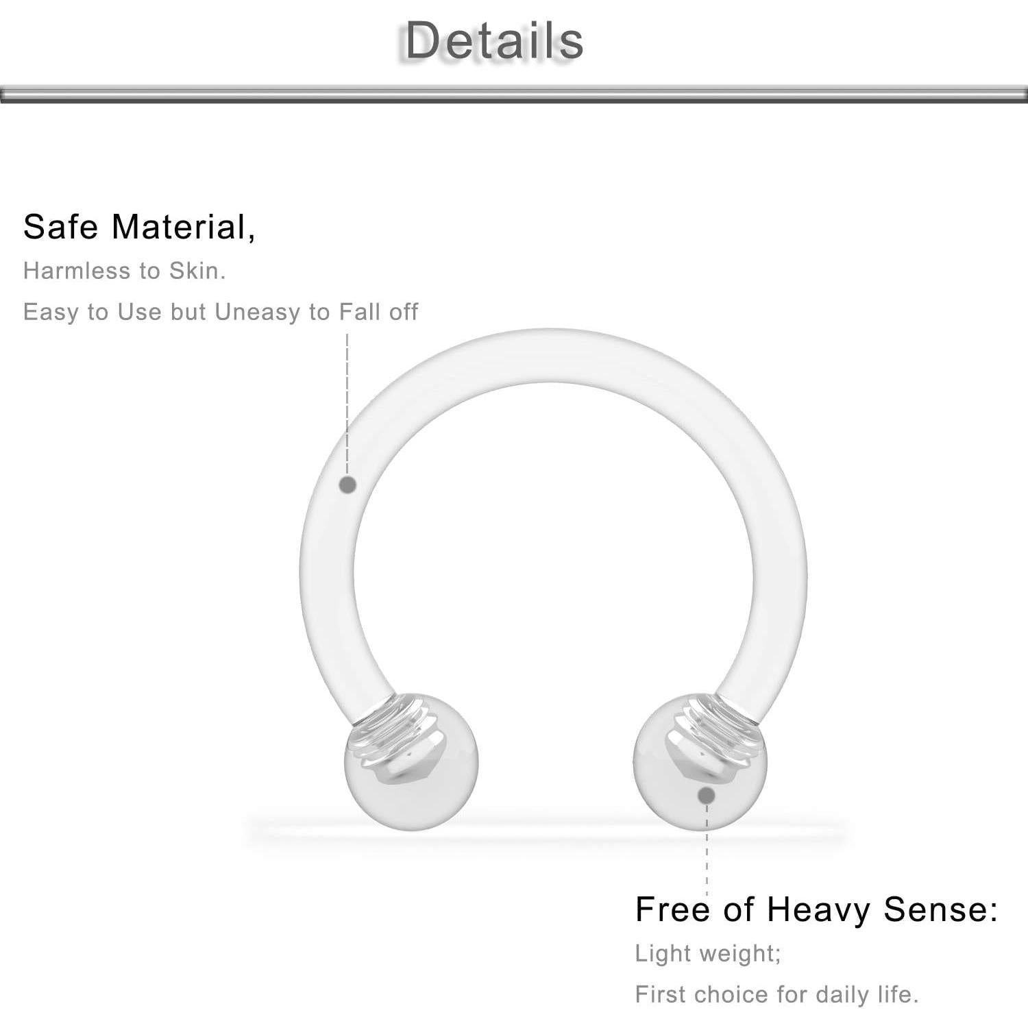 Anillos de Septum de Plástico Yaalozei 16G 10mm 8 Piezas