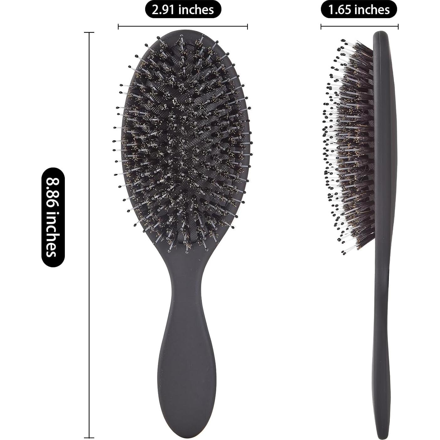 Cepillo Desenredante Jurrissa de Cerdas de Jabalí y Nylon - Negro