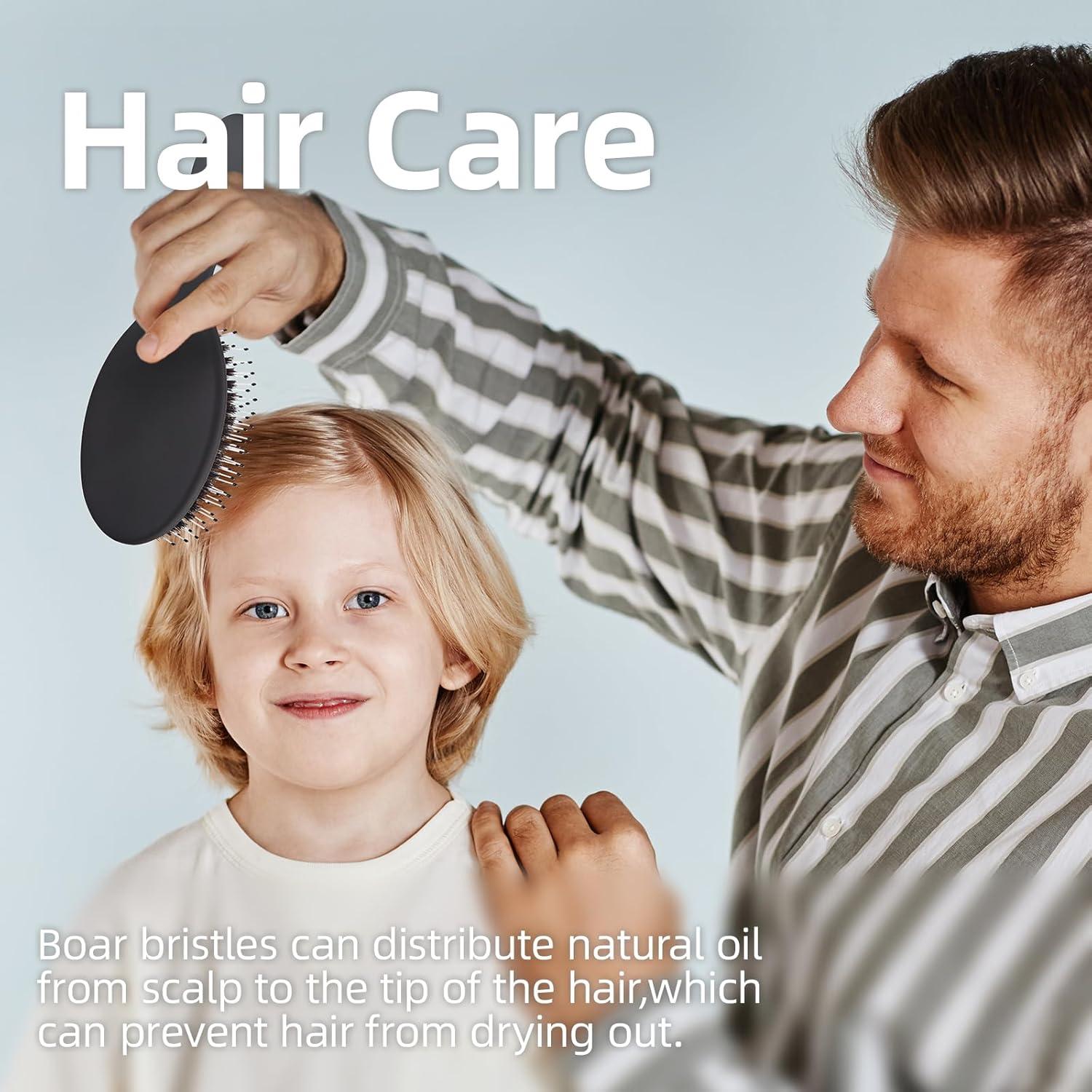 Cepillo Desenredante Jurrissa de Cerdas de Jabalí y Nylon - Negro