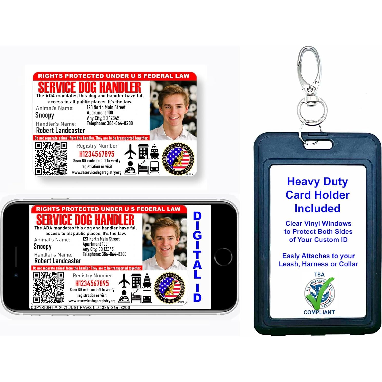 Tarjeta de Identificación de Perro de Servicio Just 4 Paws - Personalizada