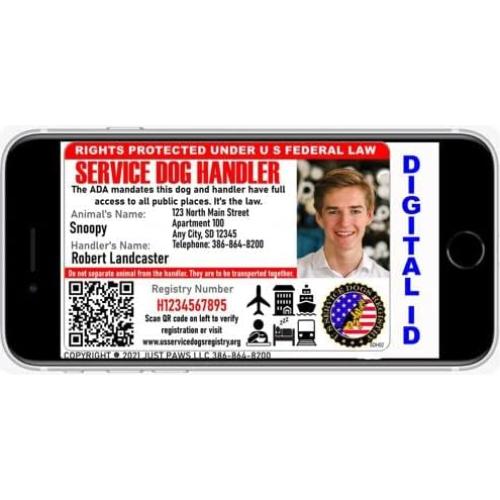 Tarjeta de Identificación de Perro de Servicio Just 4 Paws - Personalizada