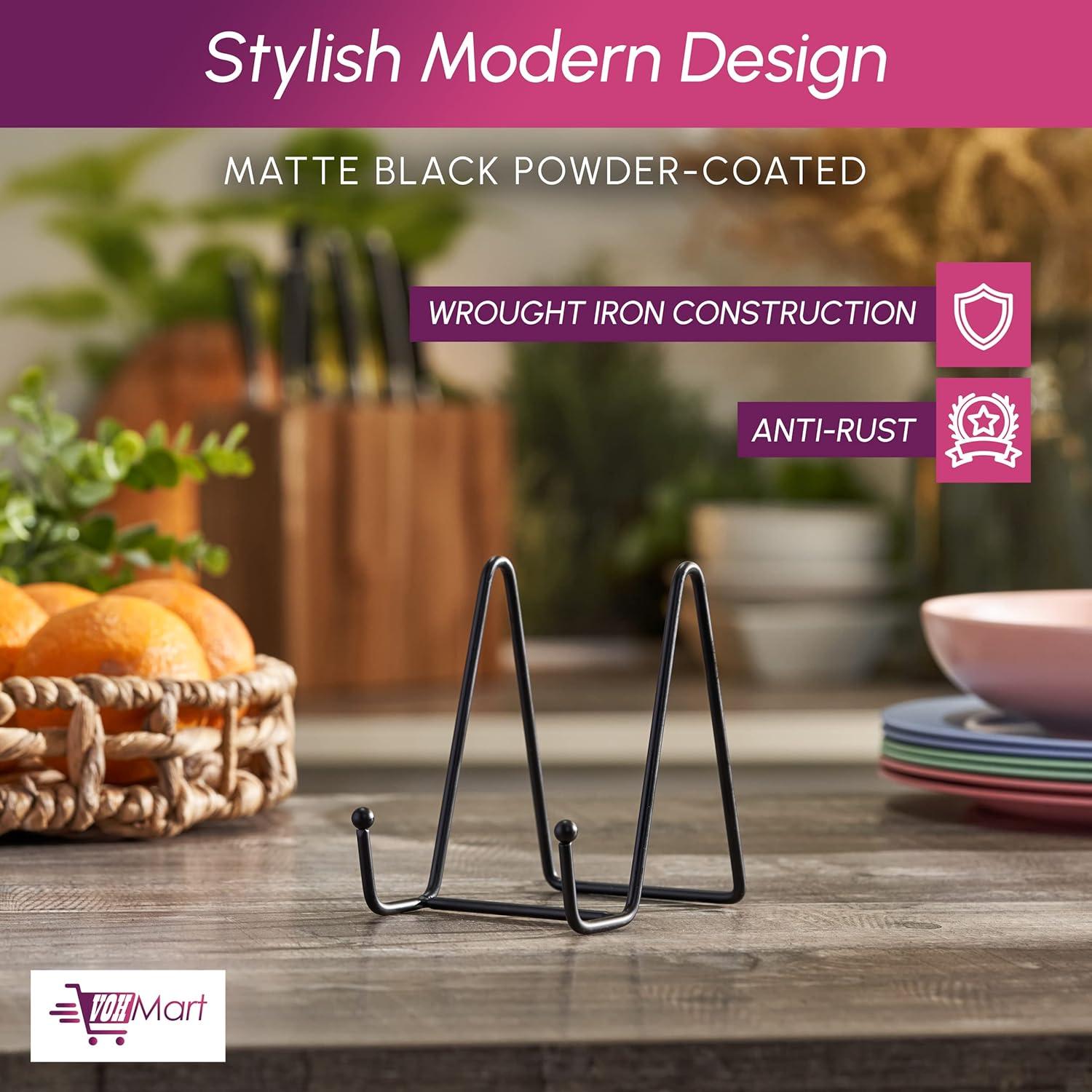 Soportes para Platos VOHMART - Paquete de 2 - 10 cm Metal Negro