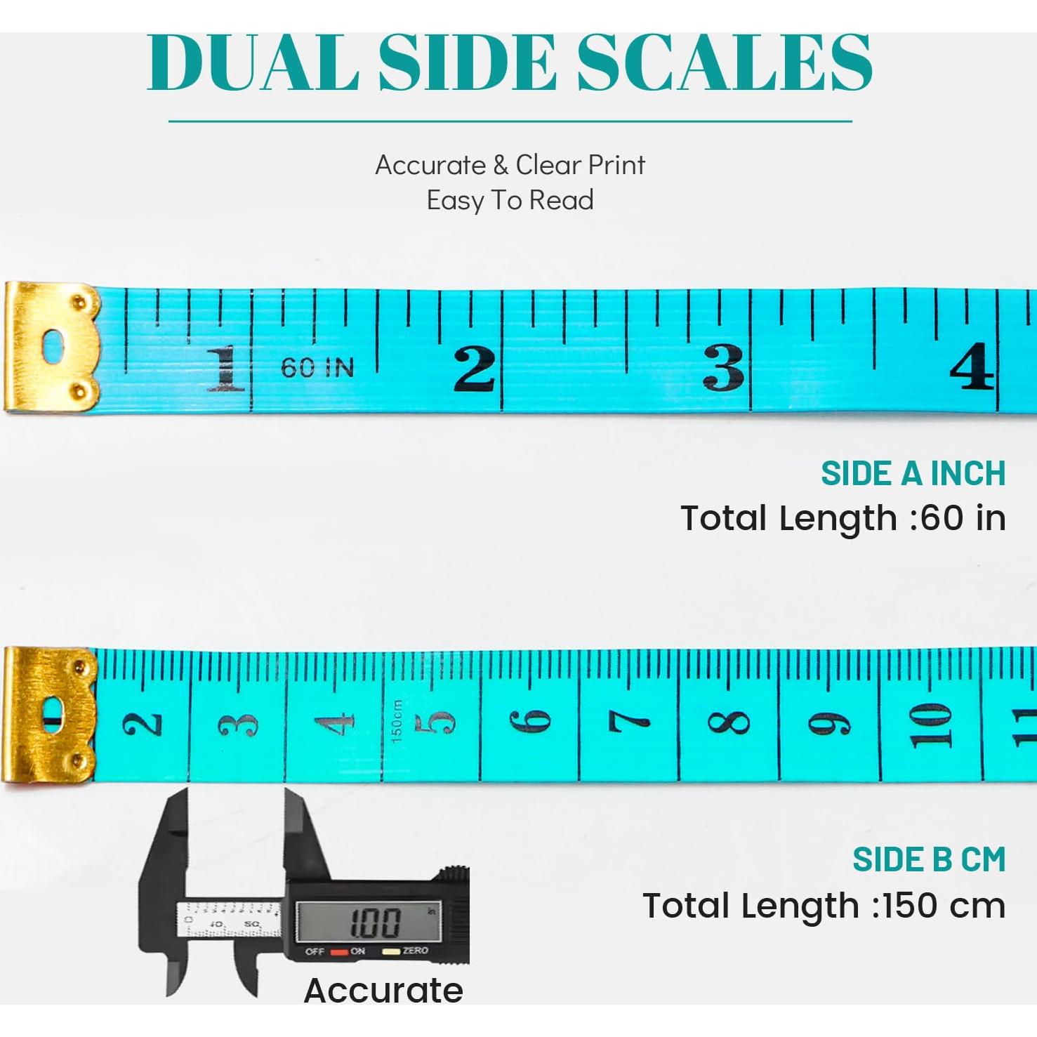 Cinta Métrica Suave MYGBBKITDEC 150 cm Doble Escala Verde 3 Pzas