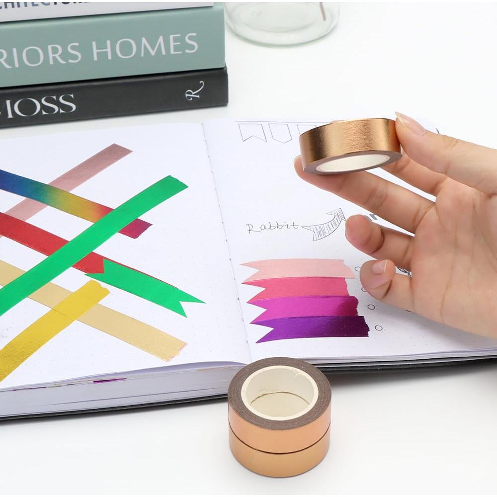 Cinta Washi de Foil de Bronce NatSumeBasics 2pcs 15mm x 10m