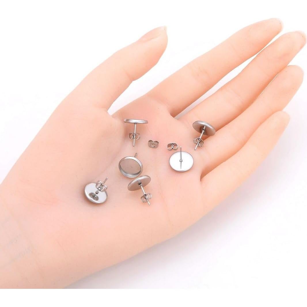 20 Postes de Pendientes Hipoalergénicos Adabele 10mm Acero Inoxidable