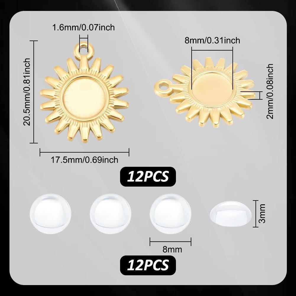 Set de 12 Colgantes Bezel Oro 18K UNICRAFTALE para Joyería