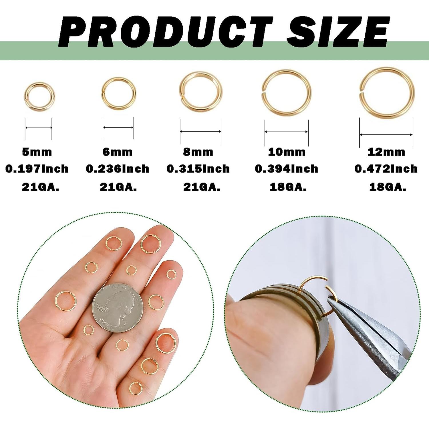 500 Anillas de Salto de Acero Inoxidable CREATZONE 5mm Baño de Oro