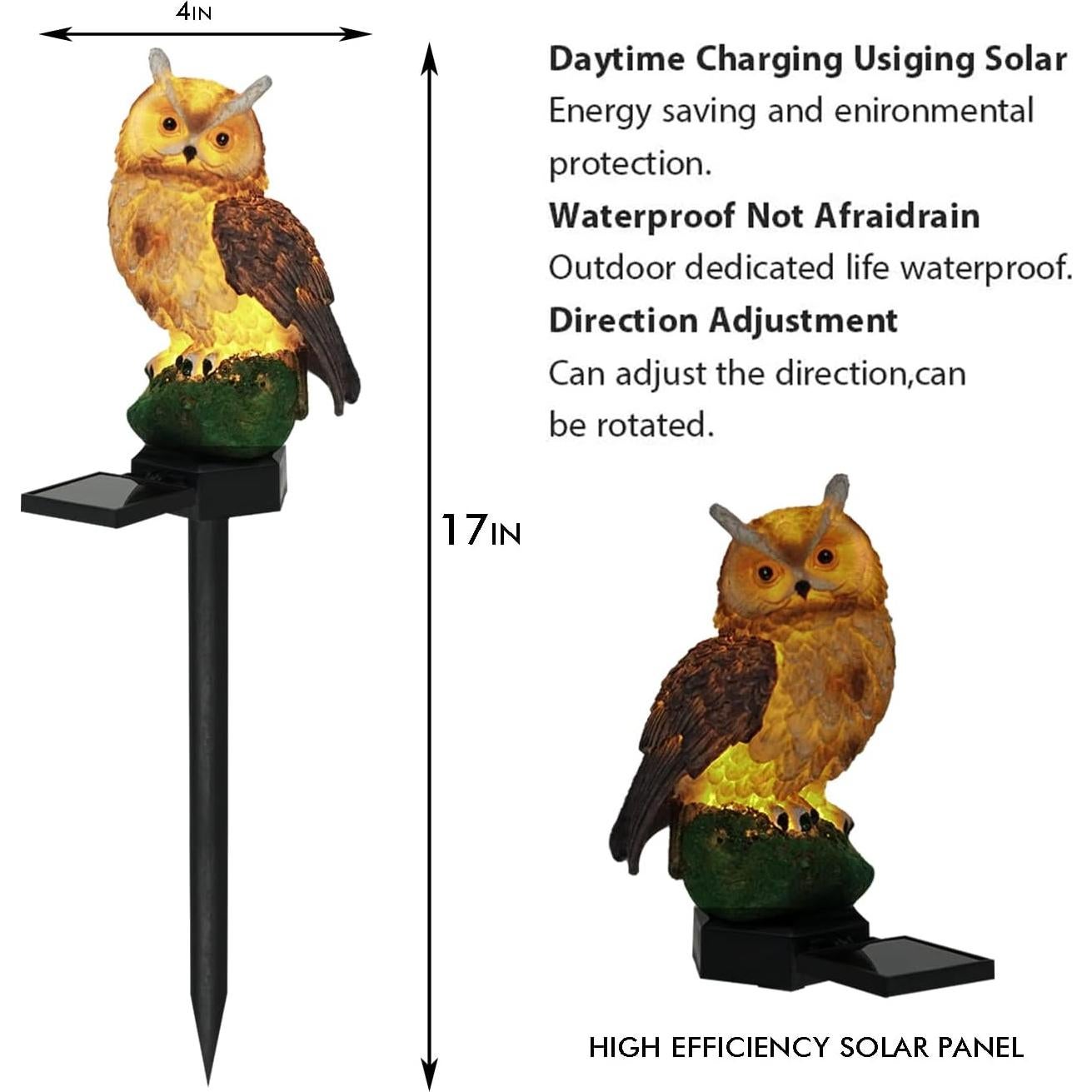 Luces LED Solares de Jardín HENGYOU - Búho Decorativo 2PCS