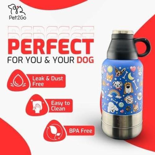 Botella de Agua para Perros Pet2Go 32oz con Cuencos Desmontables