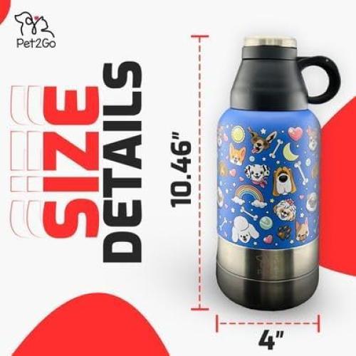 Botella de Agua para Perros Pet2Go 32oz con Cuencos Desmontables