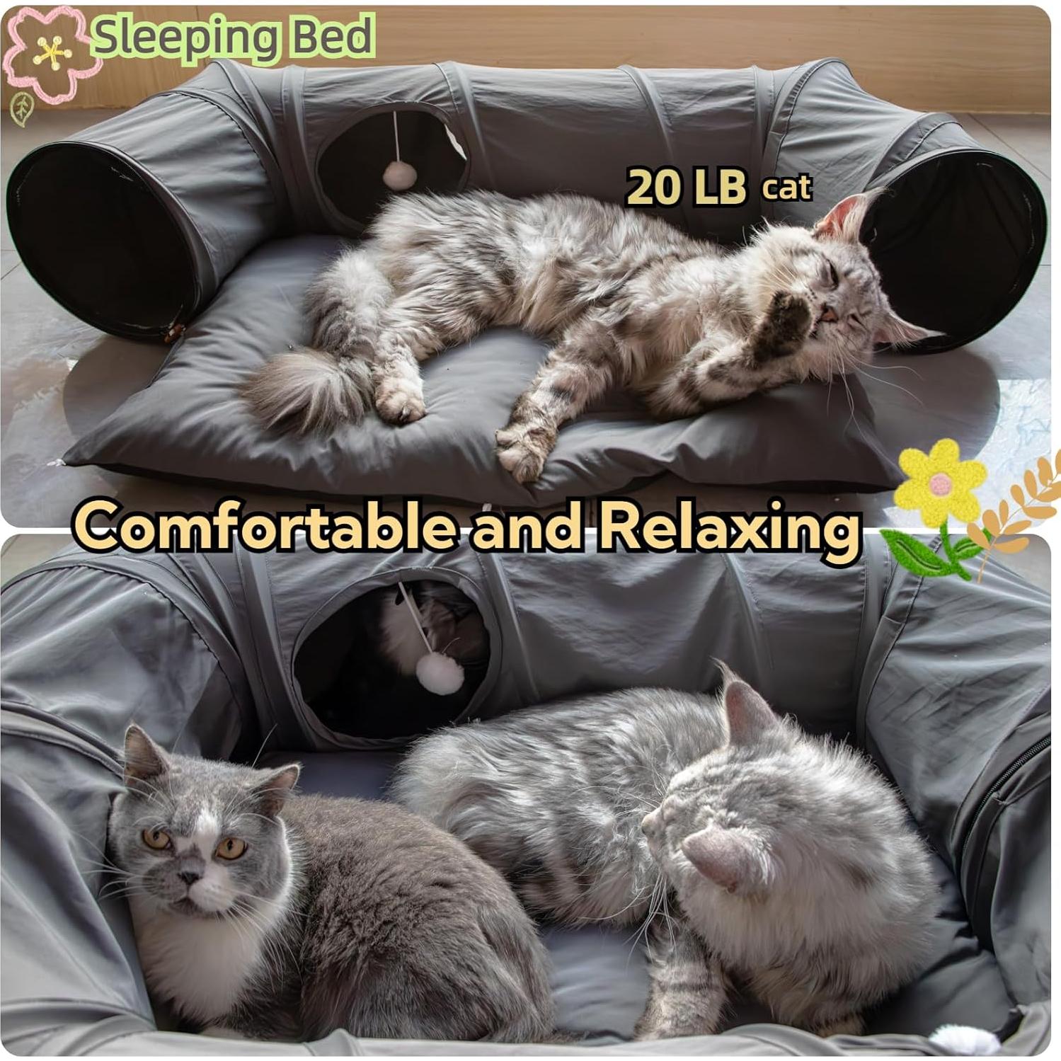 Cama túnel para gatos XxingSheep XL 108x85 cm Gris oscuro