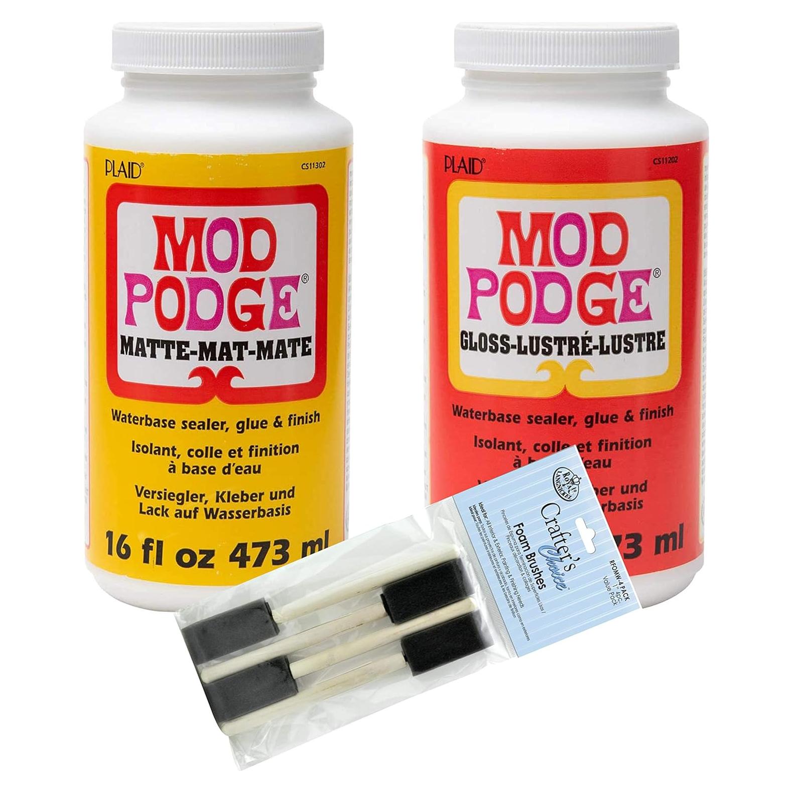 Kit Decoupage Mod Podge 16oz Mate y Brillante + 4 Pinceles