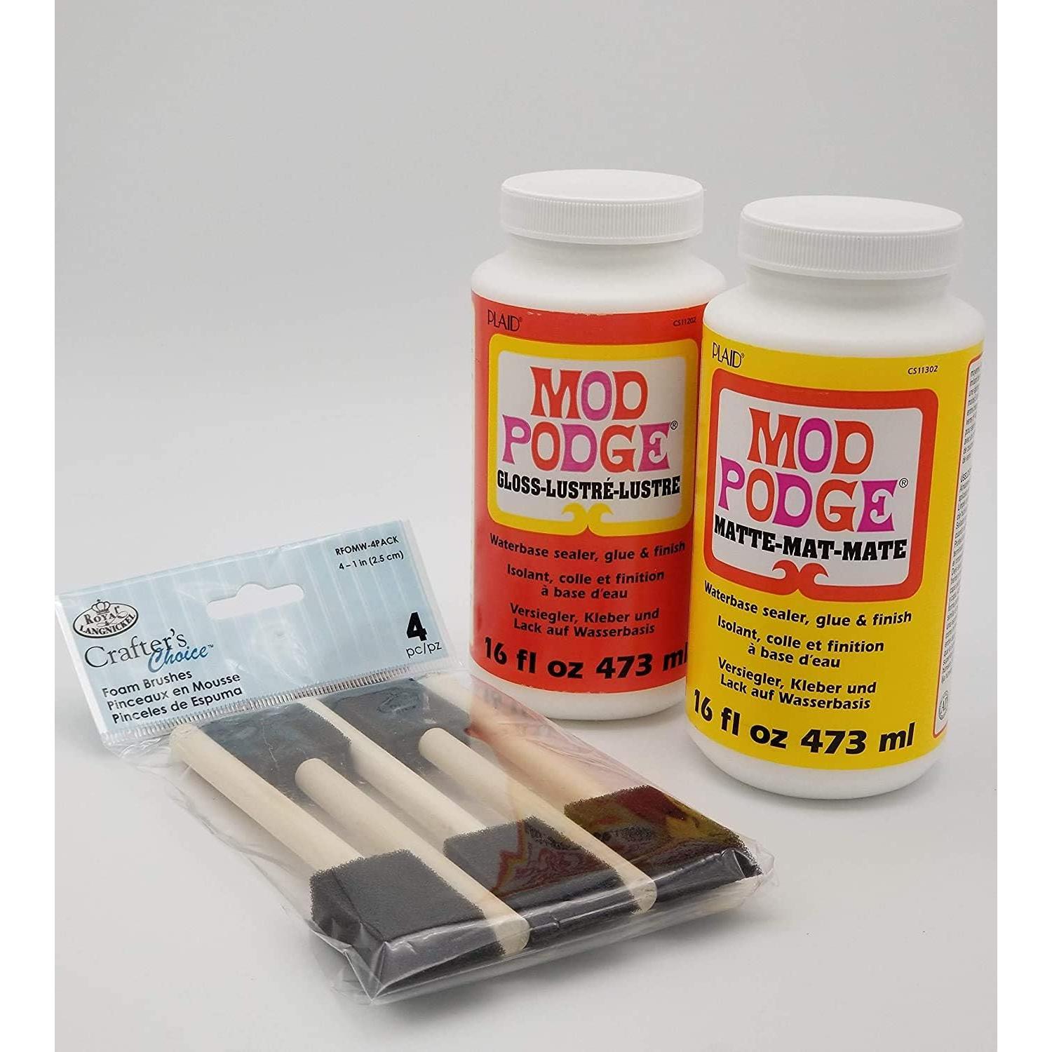 Kit Decoupage Mod Podge 16oz Mate y Brillante + 4 Pinceles