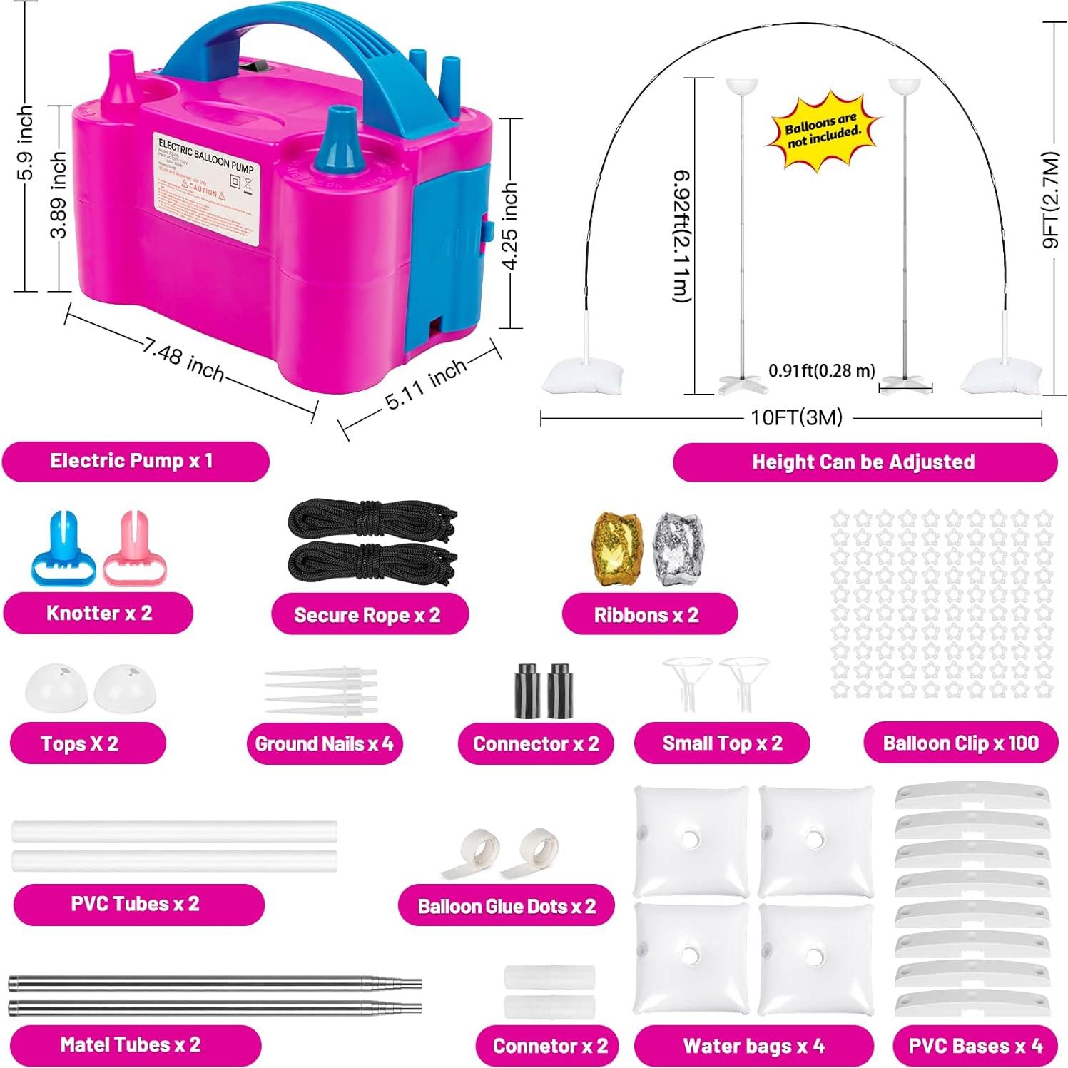 Kit de Arco de Globos Toosci con Bomba Eléctrica y Soportes