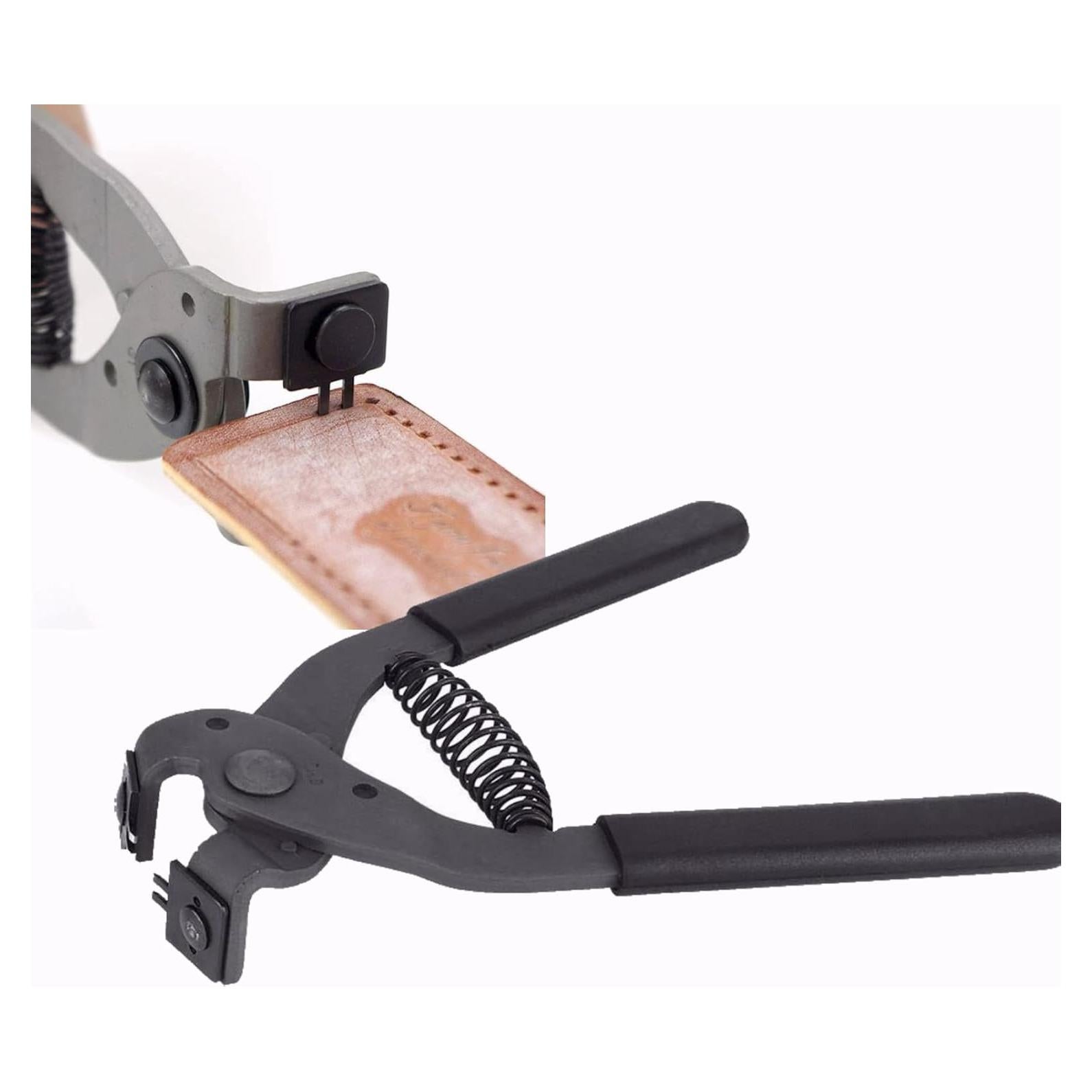 Leather Hole Puncher, Leather Silent Pliers Sturdy Carbon Steel Leather Craft Hole Punch Stitching Tools Sewing Chisel for Belts Purses Watch Bands(4mm-2 Teeth)