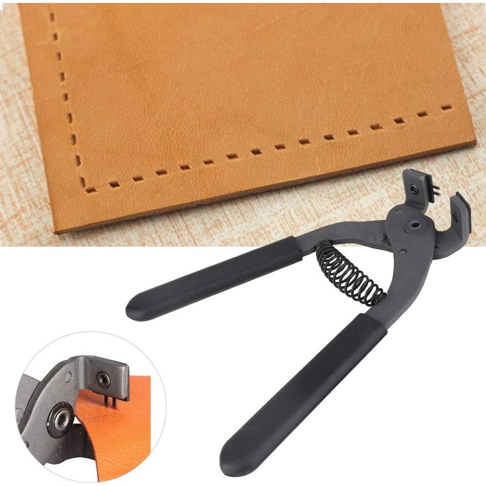 Leather Hole Puncher, Leather Silent Pliers Sturdy Carbon Steel Leather Craft Hole Punch Stitching Tools Sewing Chisel for Belts Purses Watch Bands(4mm-2 Teeth)
