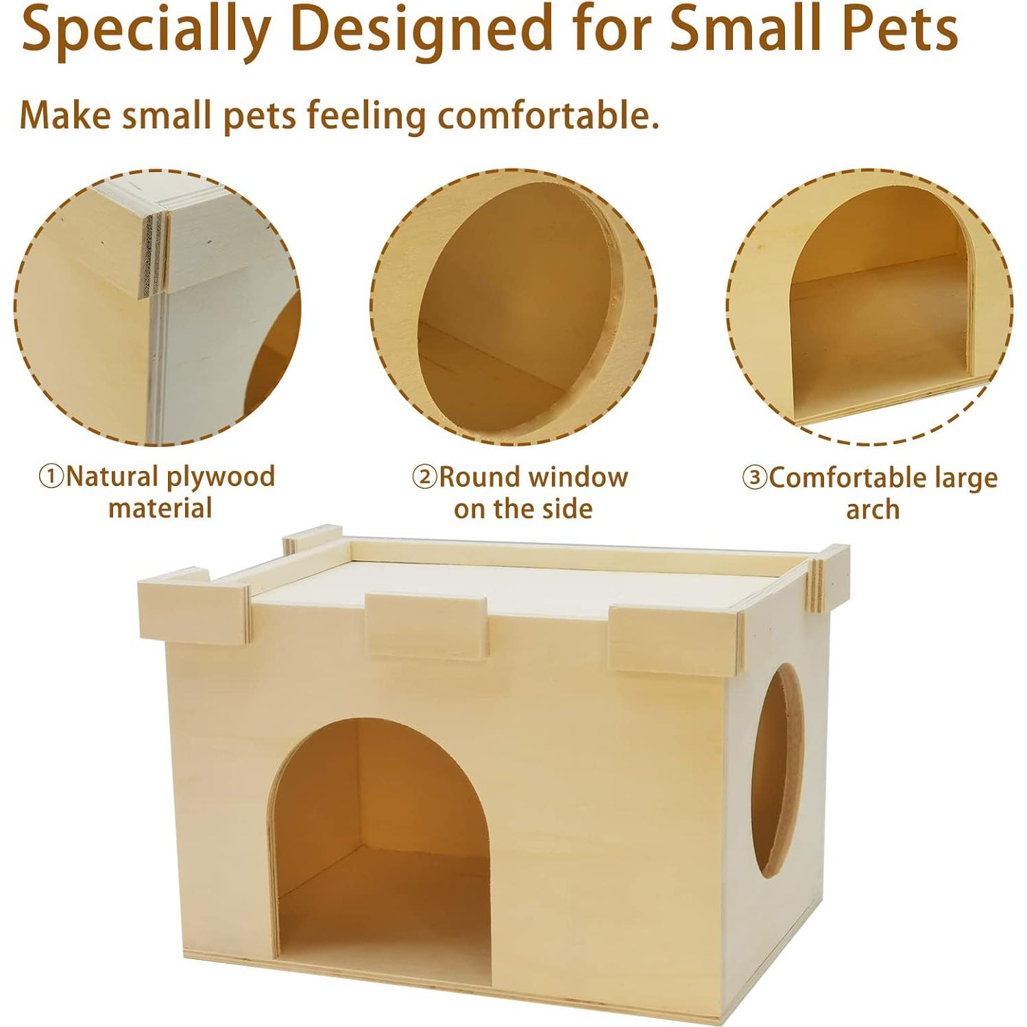 Casa de Cobaya Fhiny de Madera con Ventana Ventilada 25.1x18.5cm