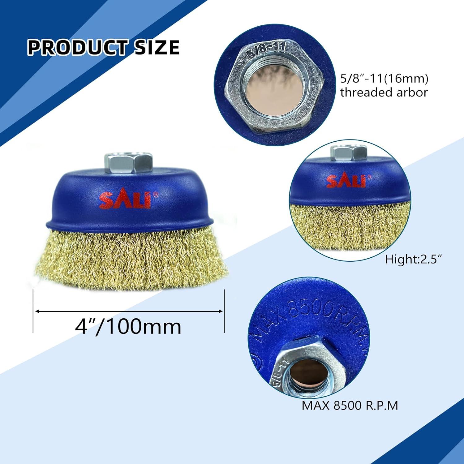 Cepillos de Copa de Alambre SALI 4" Crimpado Grueso - Paquete de 2