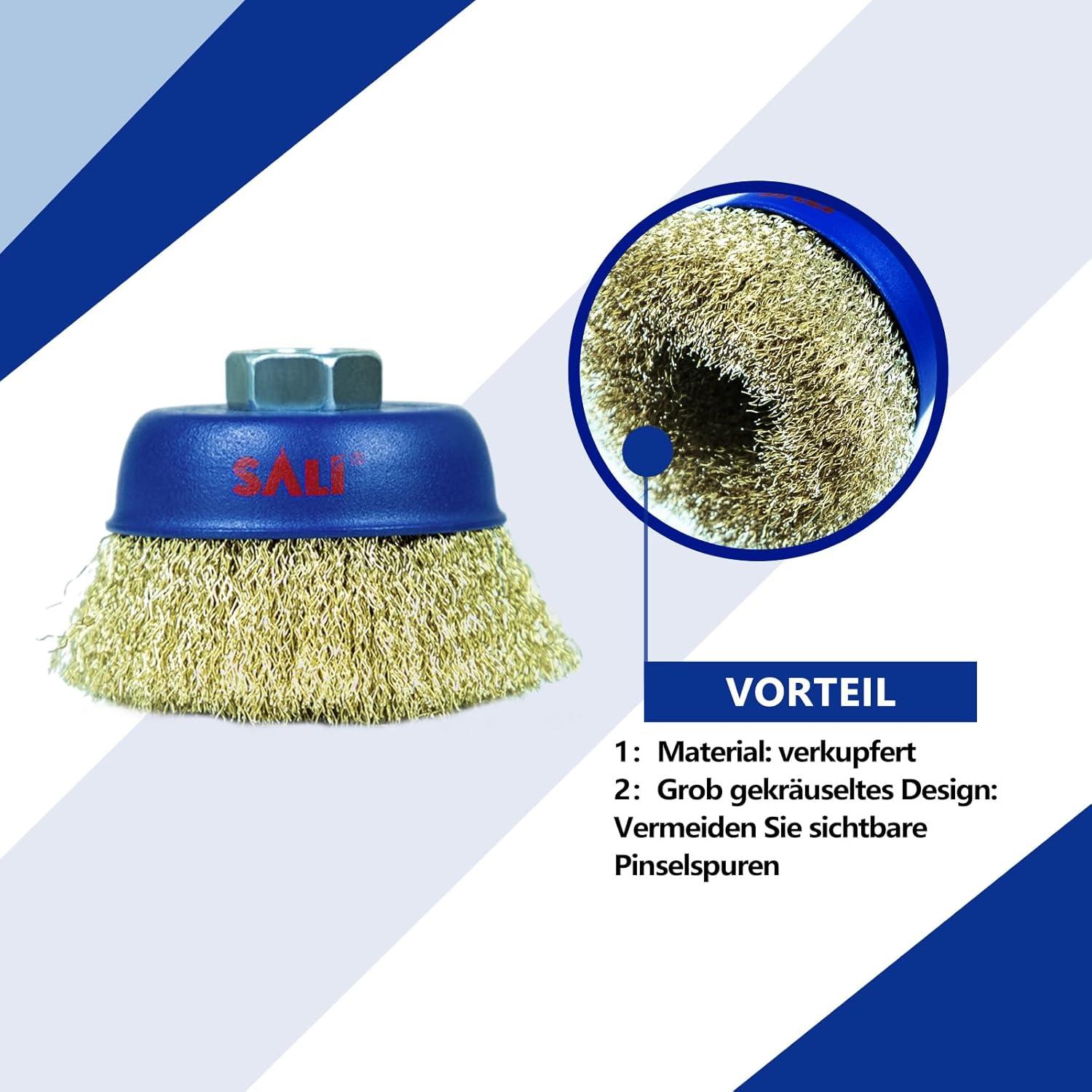 Cepillos de Copa de Alambre SALI 4" Crimpado Grueso - Paquete de 2