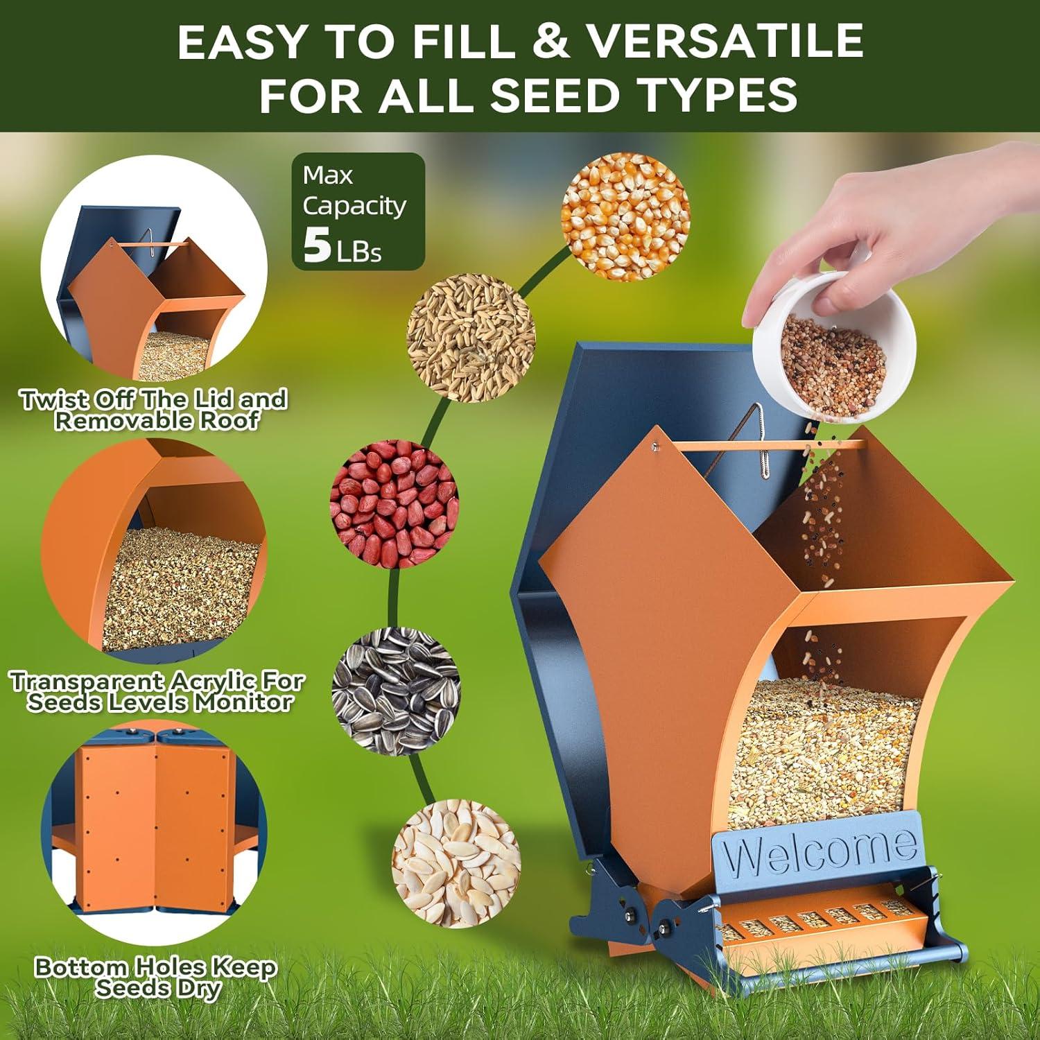 Comedero para Aves Wildpark 5kg a Prueba de Ardillas Naranja