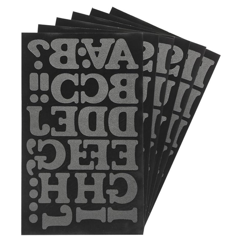 Parche de Letras Transferibles Magfok Negro 6 Hojas 3.81 cm