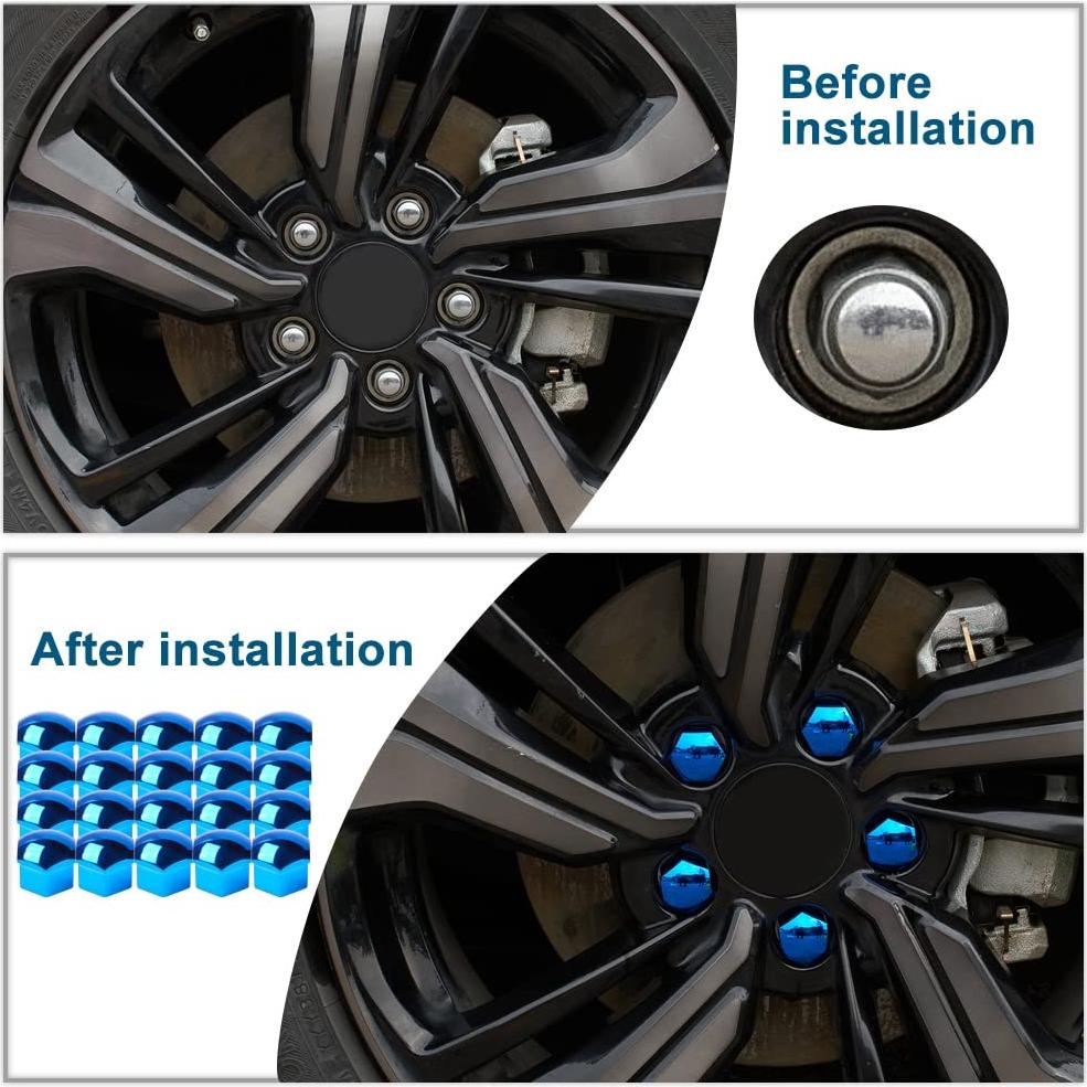 Cubiertas de Tuerca de Rueda 17mm Blueshyhall - Paquete de 20 Azul