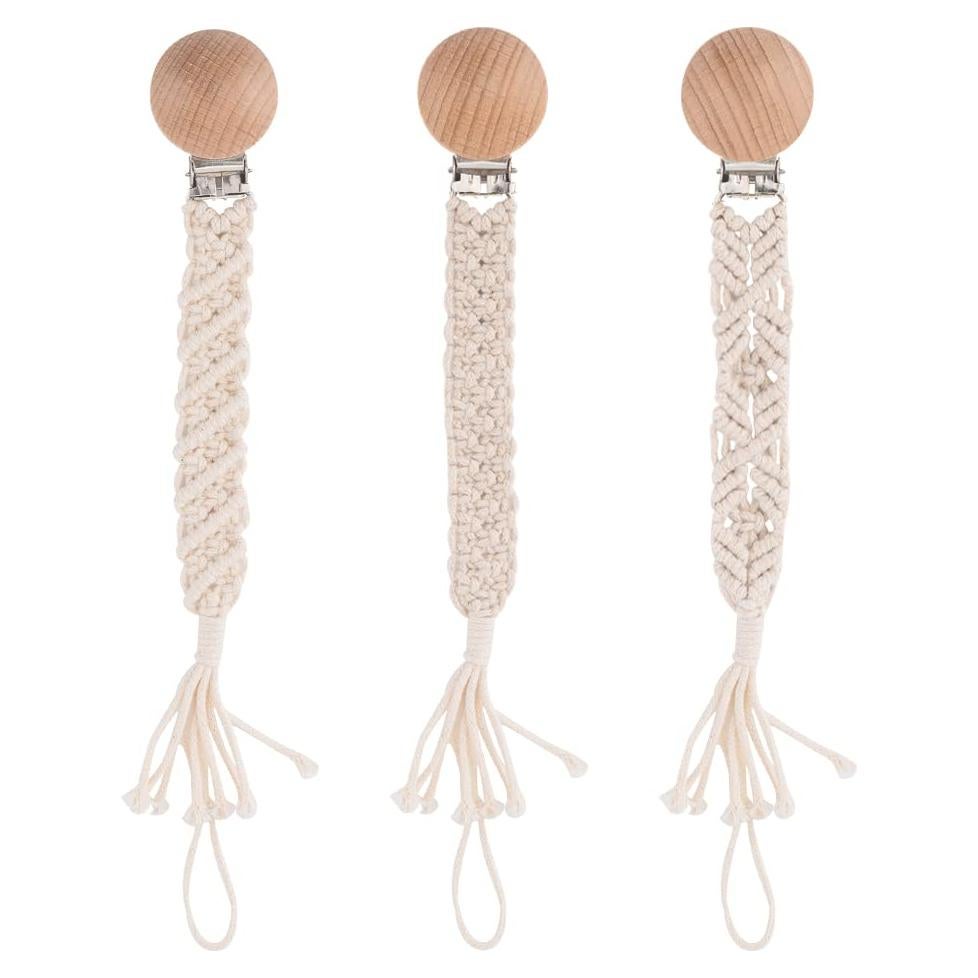 Clip de Chupete Boho Symbolife para Bebés - Algodón Trenzado