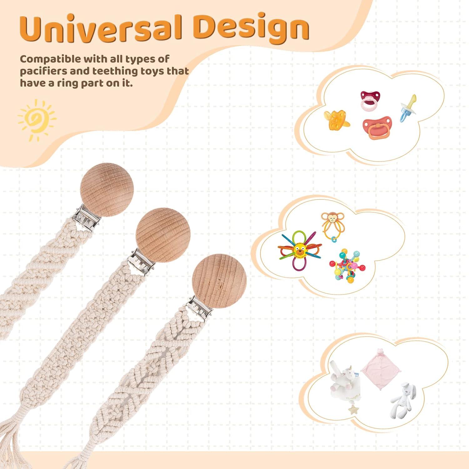 Clip de Chupete Boho Symbolife para Bebés - Algodón Trenzado