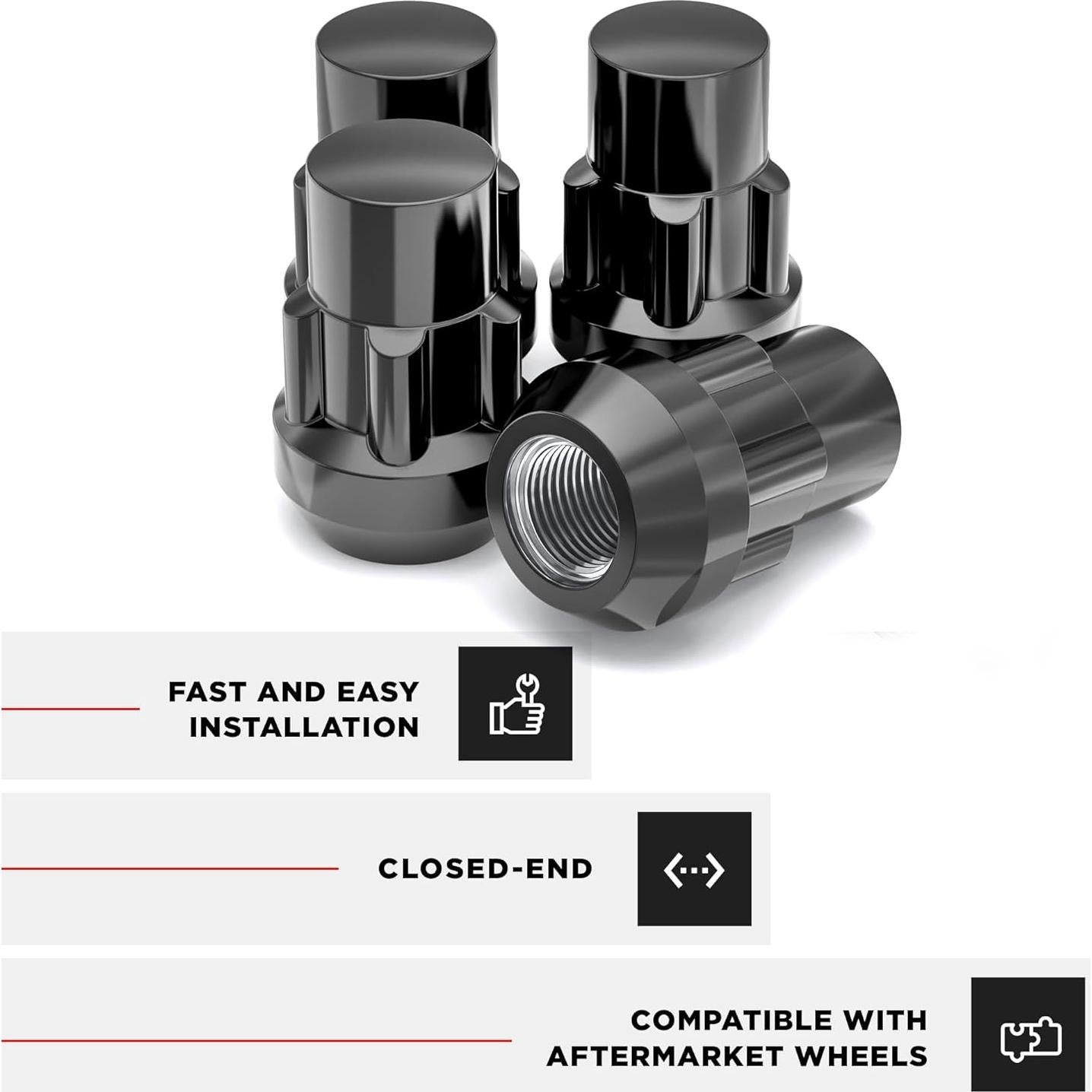 Bloqueos de Rueda Caballero Blanco 40600SBK M12x1.25 4 Paquete