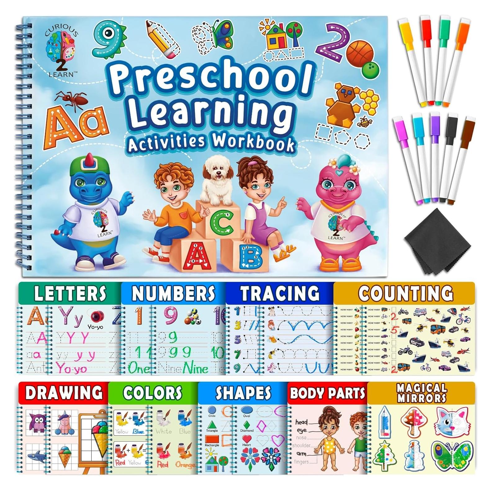 Libro de Actividades Preescolares Curioso 2 Aprender - Azul