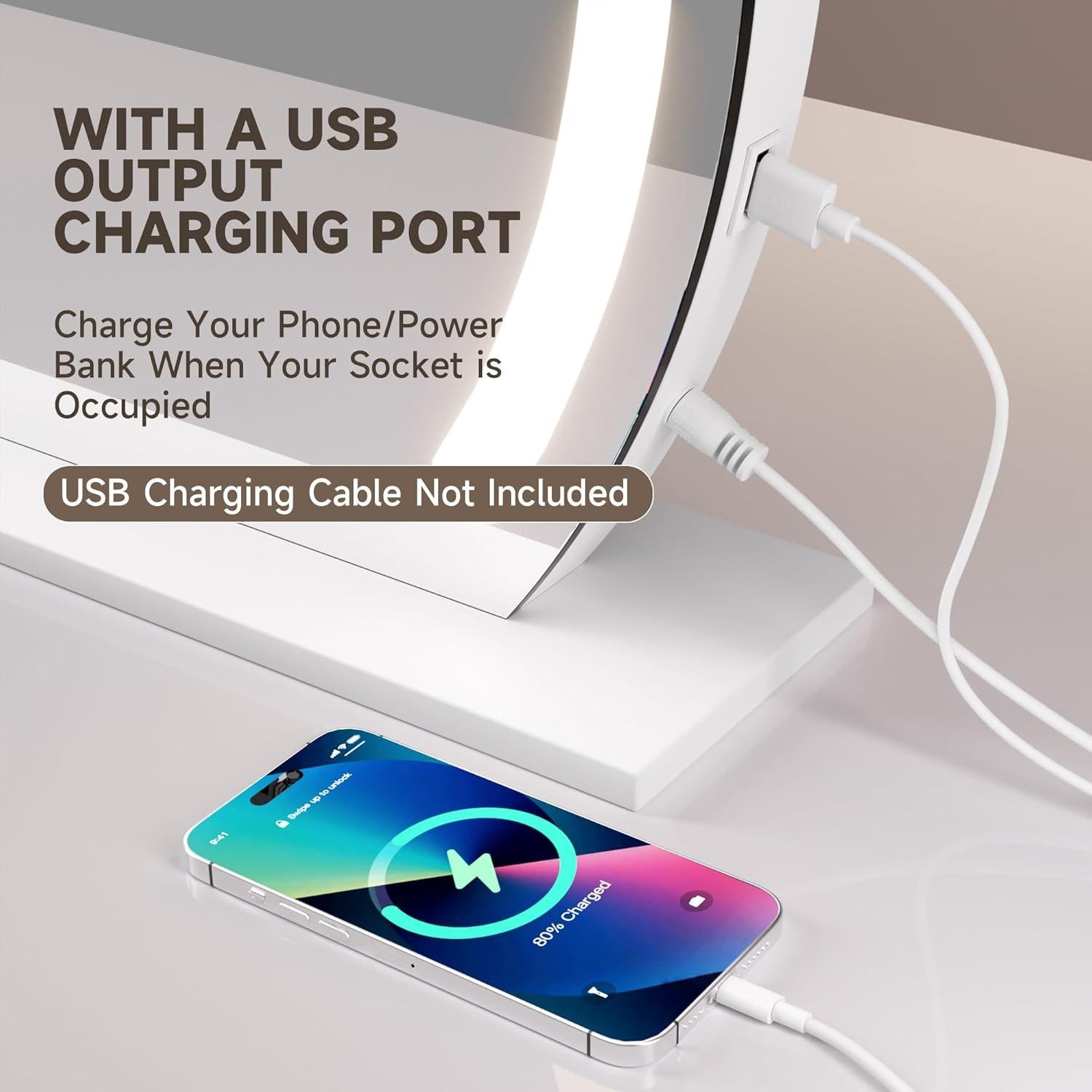 Espejo de Tocador Hasipu LED 57.9x46 cm 3 Modos Iluminación