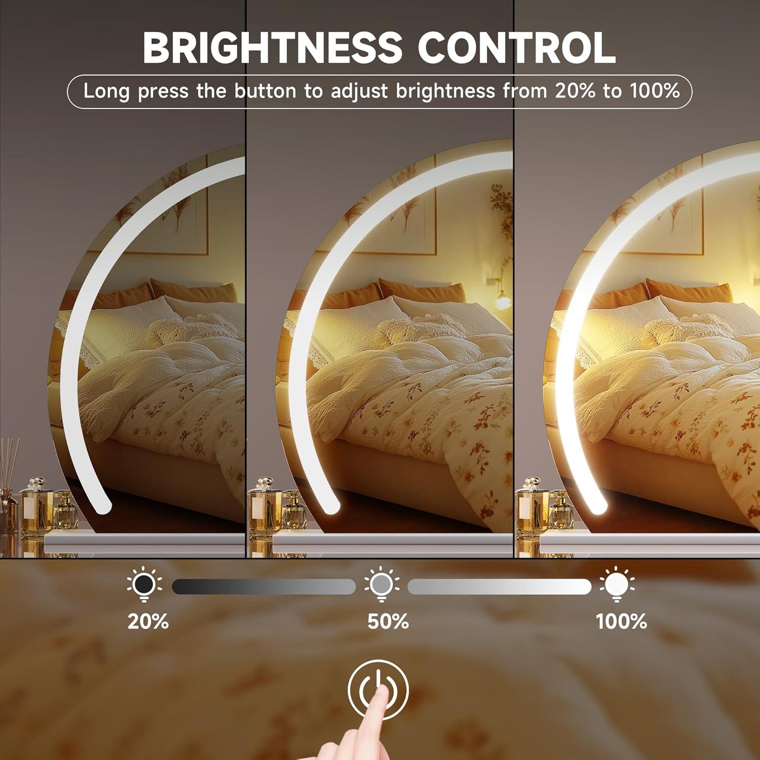 Espejo de Tocador Hasipu LED 57.9x46 cm 3 Modos Iluminación