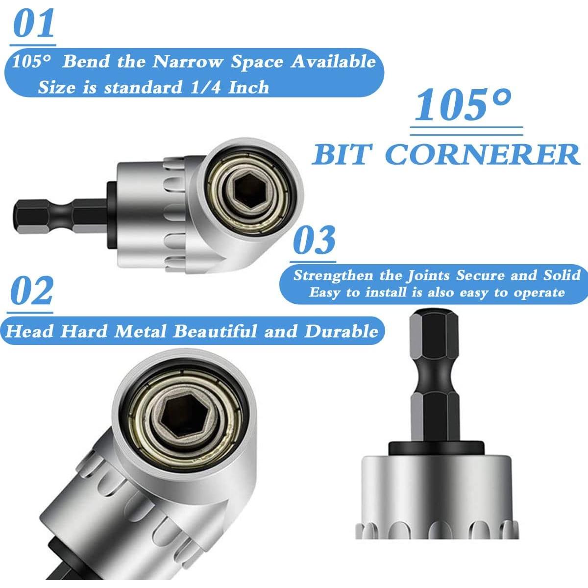 Adaptador de Taladro de Ángulo Recto YFLY 105° 1/4" Hexagonal