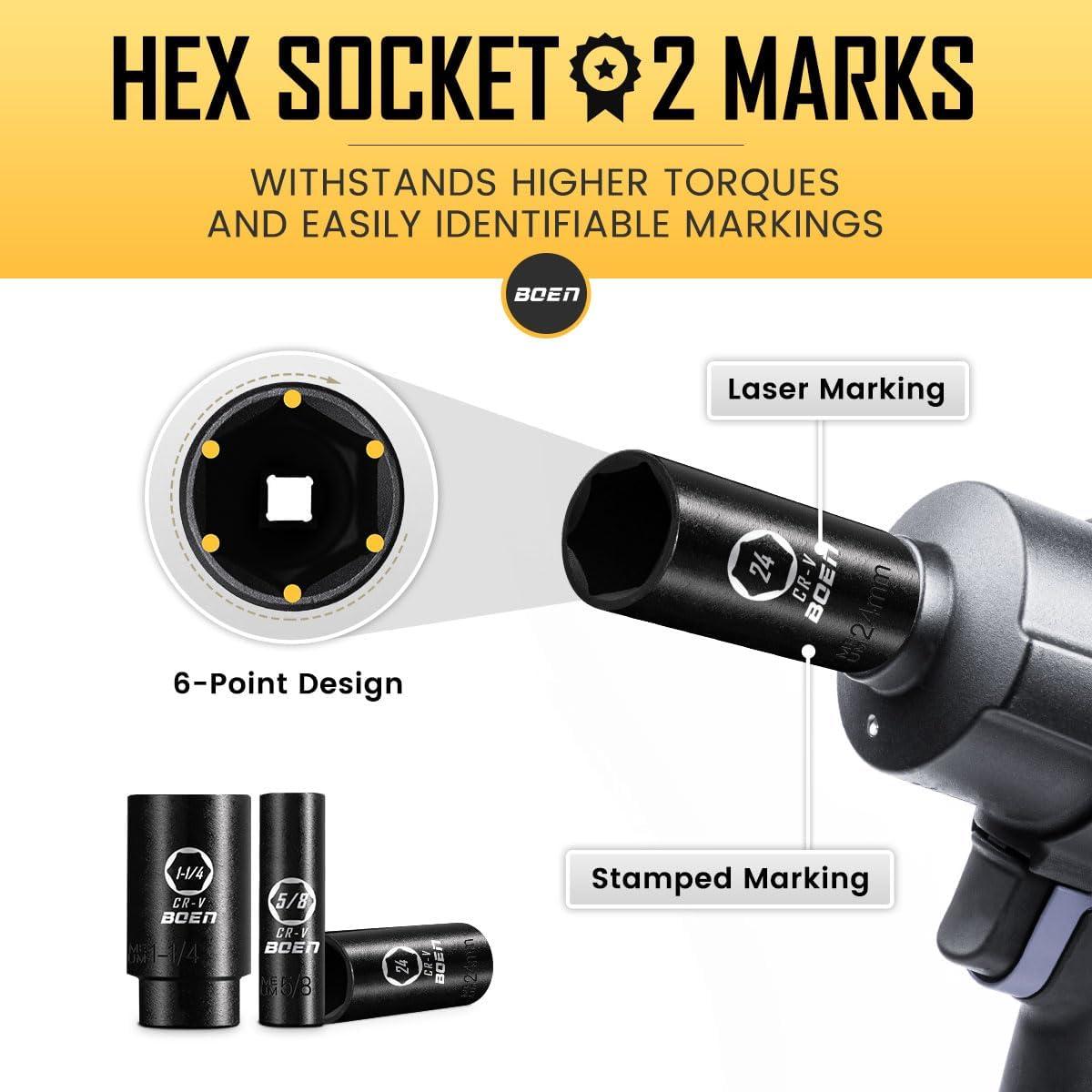 Juego de 35 Piezas de Accesorios de Impacto BOEN 1/2" y Métricos