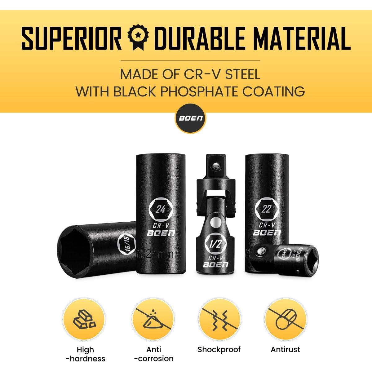 Juego de 35 Piezas de Accesorios de Impacto BOEN 1/2" y Métricos