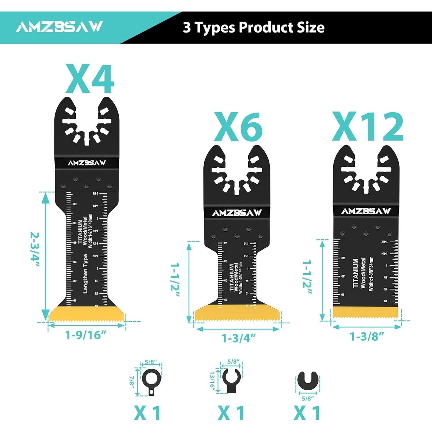Kit de Cuchillas de Multiherramienta Titanio 22PCS AMZBSAW