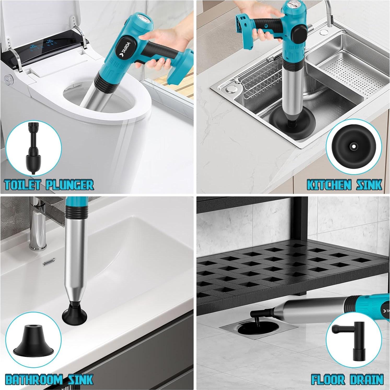 Desatascador Eléctrico TAIRDA 18V Inodoro Inalámbrico 1.51kg