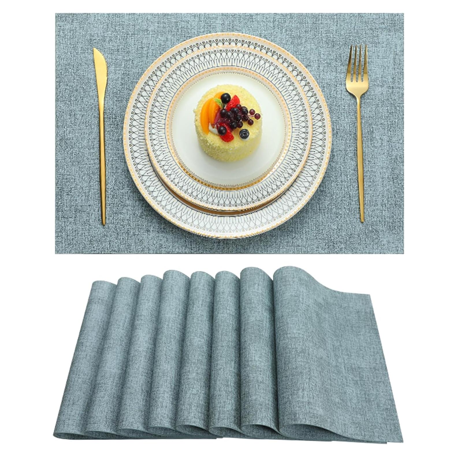 Juego de 4 Manteles LQICAI Azul Rectangulares Lavables