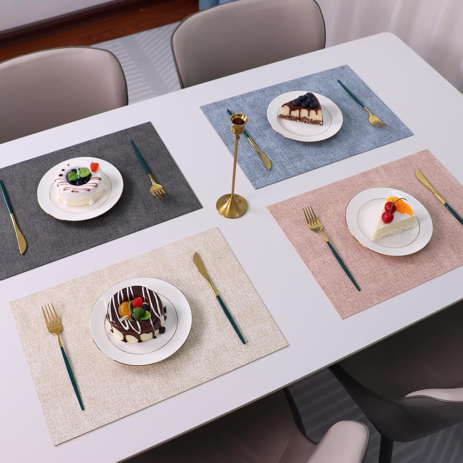 Juego de 4 Manteles LQICAI Azul Rectangulares Lavables