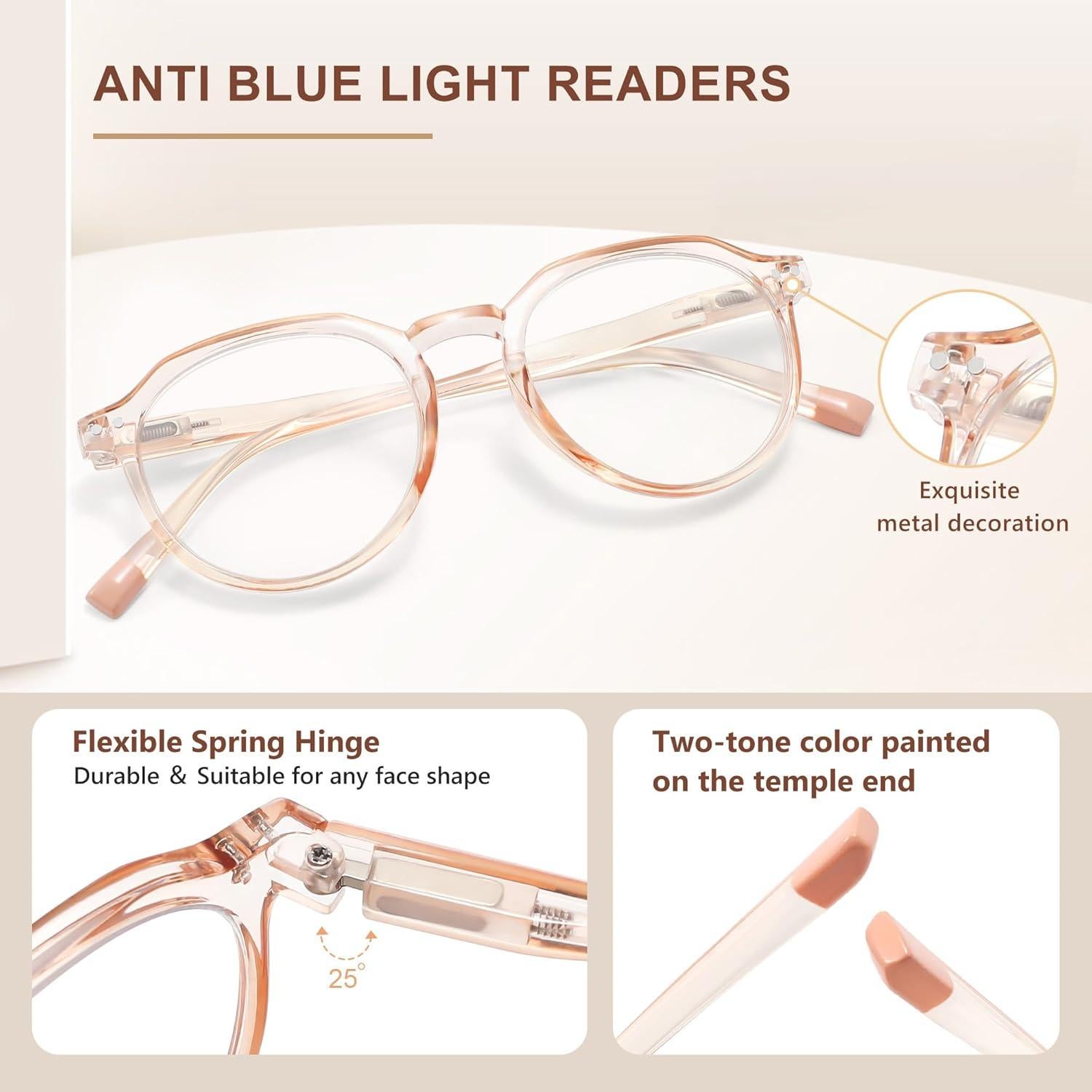 EASY READ 3 Pares Gafas de Lectura Redondas con Bloqueo Luz Azul