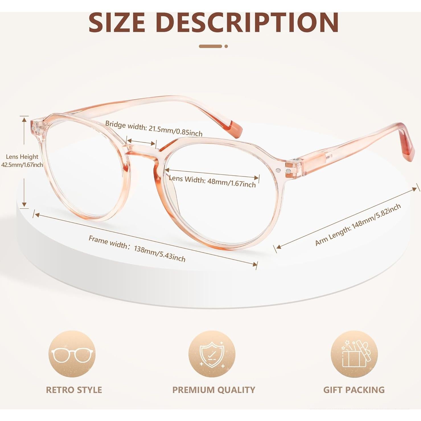 EASY READ 3 Pares Gafas de Lectura Redondas con Bloqueo Luz Azul