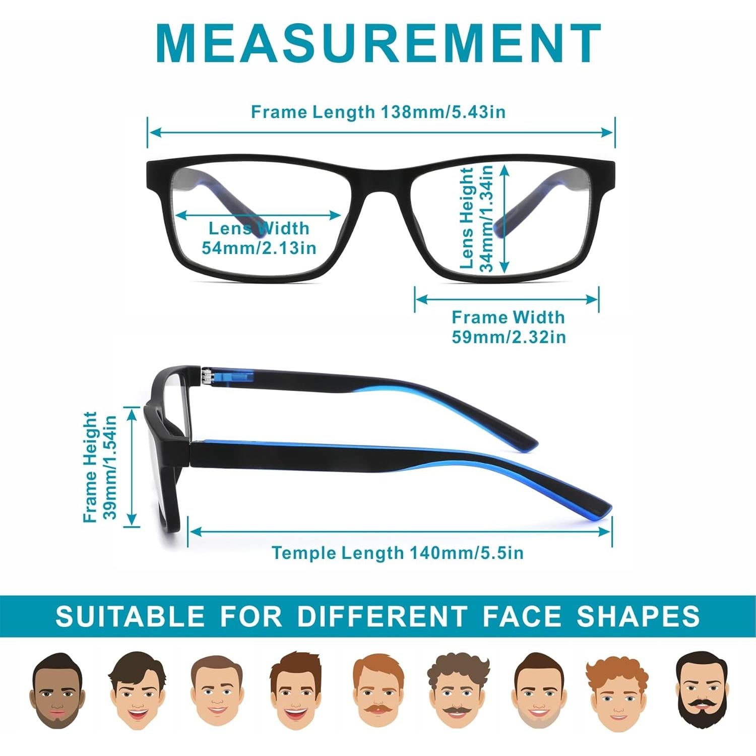 Paquete de 4 Gafas de Lectura Acavefox 1.0 Bloqueo Luz Azul