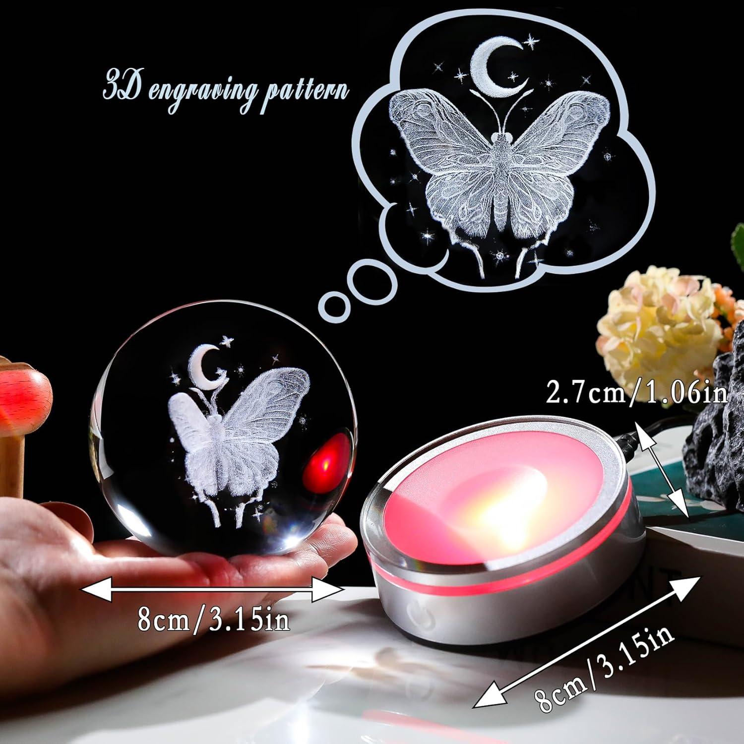 Esfera de Cristal 3D Mariposa con Luna 8cm Arikyrist