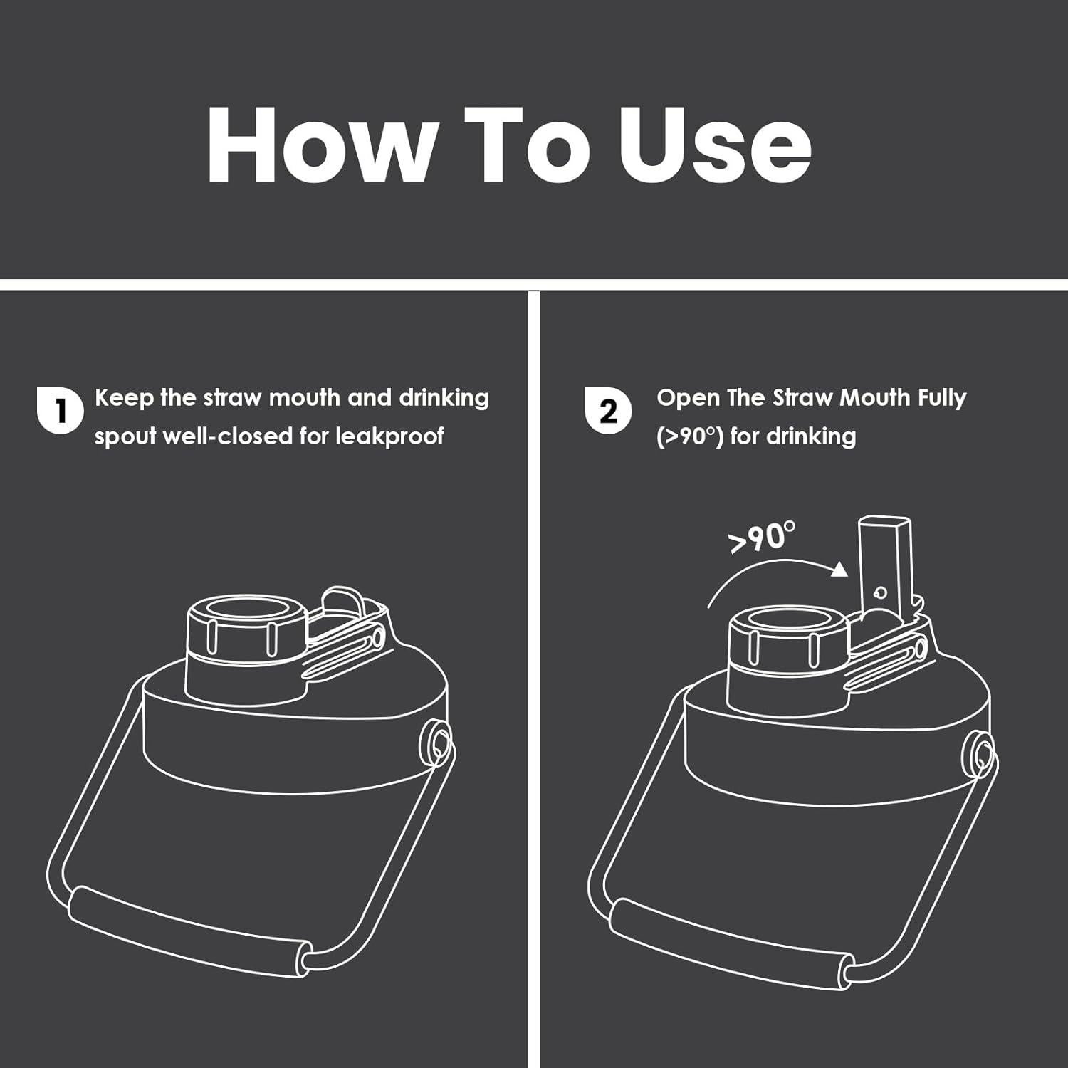 Botella de Agua Aislada 1.81L BOTELLA BOTELLA Negra con Pajilla