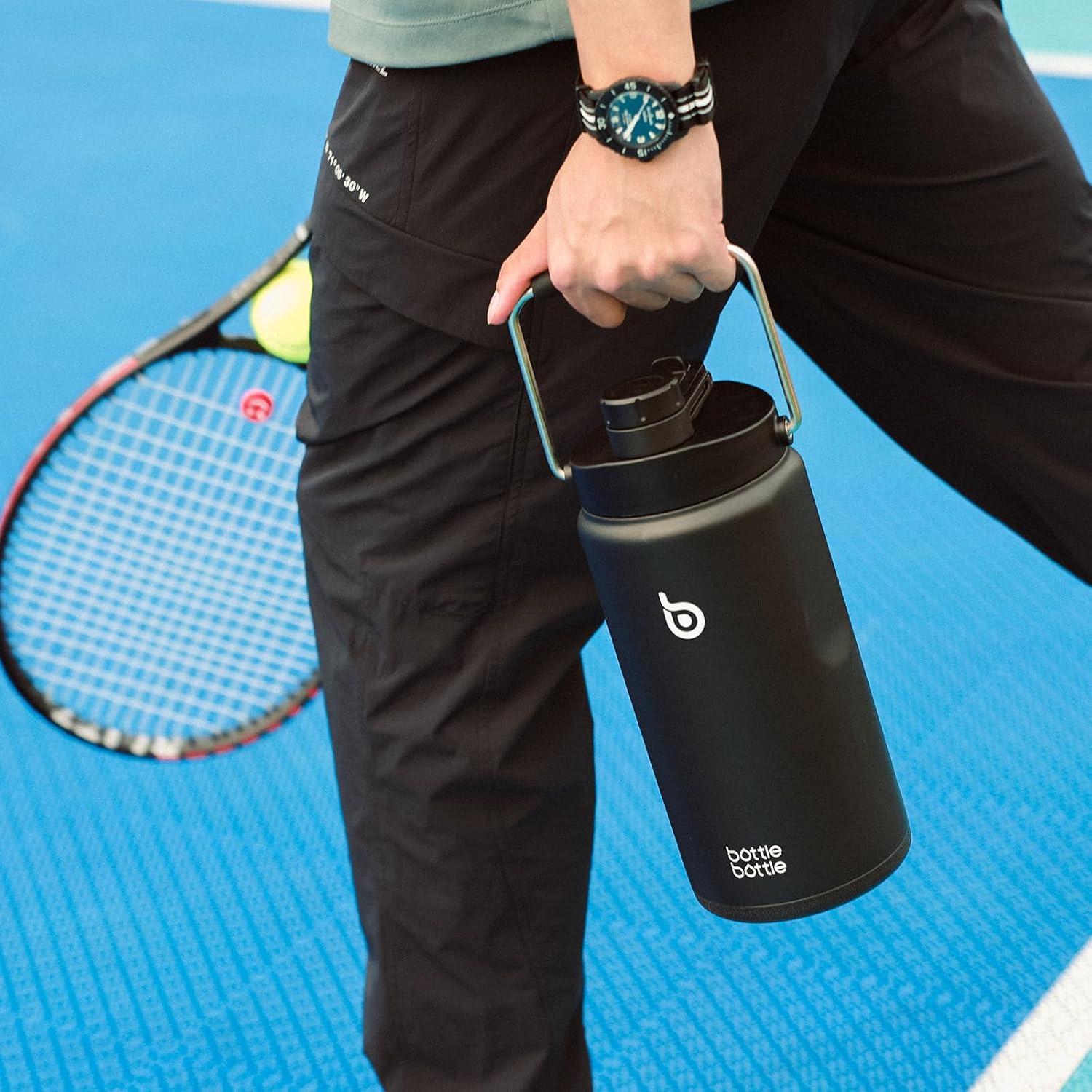 Botella de Agua Aislada 1.81L BOTELLA BOTELLA Negra con Pajilla