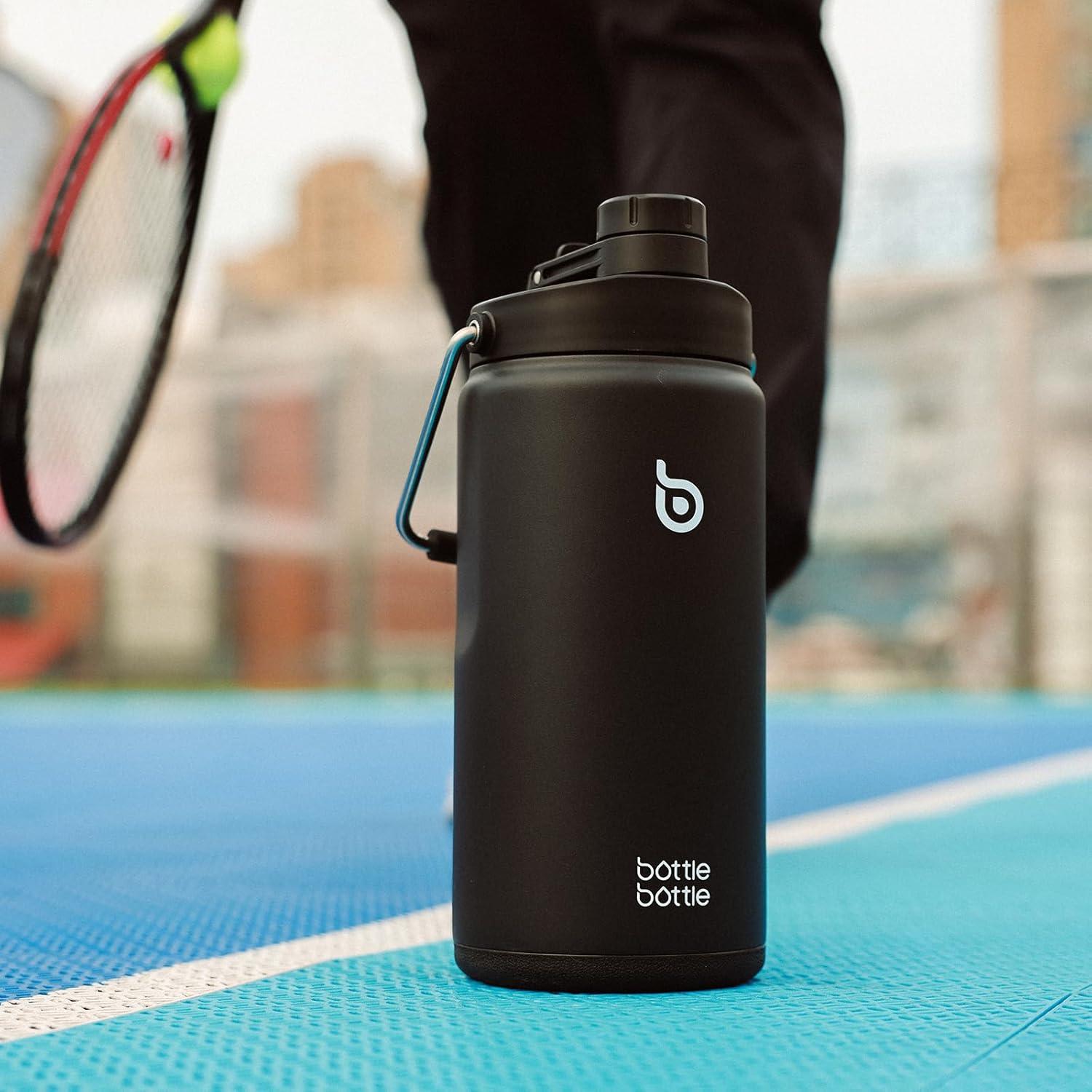 Botella de Agua Aislada 1.81L BOTELLA BOTELLA Negra con Pajilla